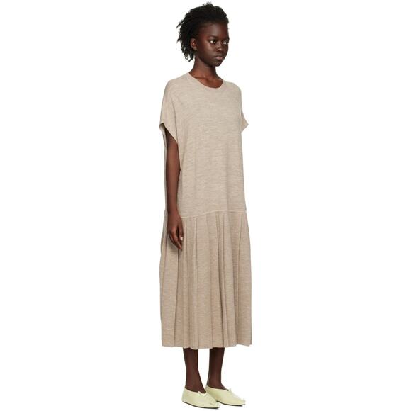 Lauren Manoogian Pleat Shift Dress Aspen Sz 2 Medium NWT Alpaca Wool $625 Taupe - Picture 3 of 16